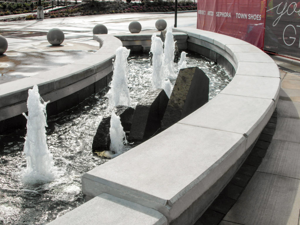 Guildford Town Centre precast concrete water fountain coping with