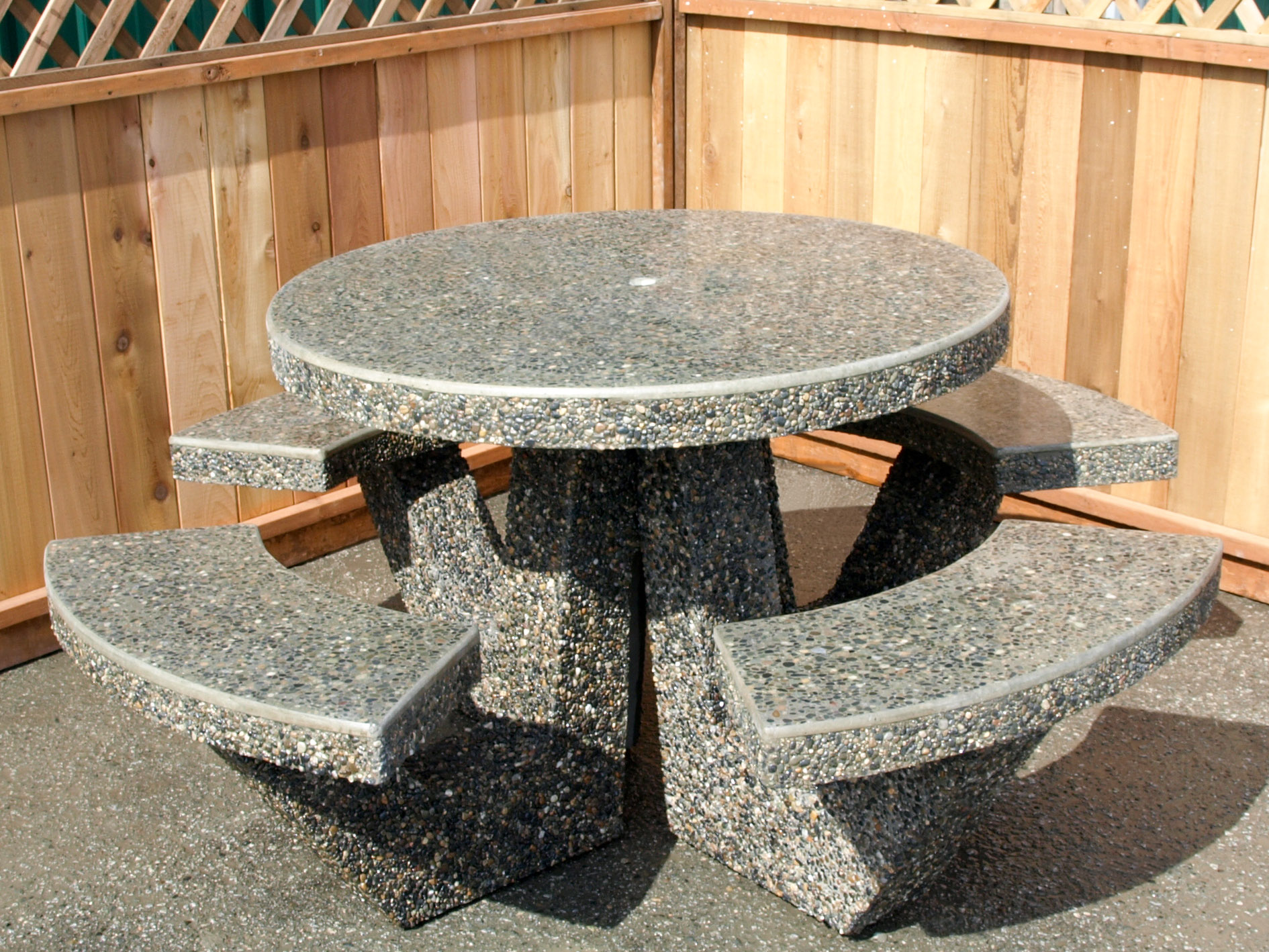 Belcarra Round Polished deli style precast concrete table Sanderson Concrete