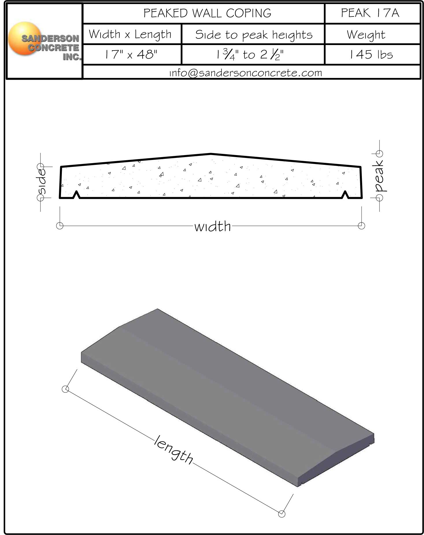 Peak-17A-precast-concrete-wall-coping - Sanderson Concrete