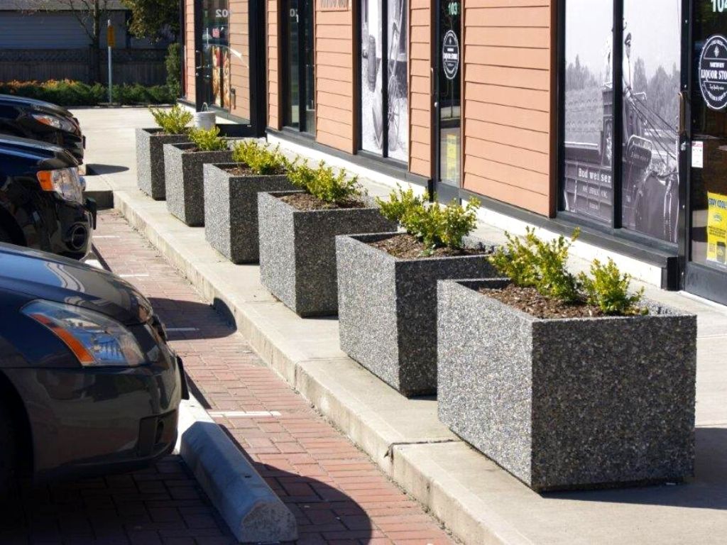 precast concrete decorative barrier planters Sanderson Concrete