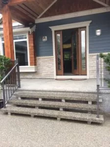 12 foot long exposed aggregate precast concrete Stair Tread with precast stringers Maple Ridge BC