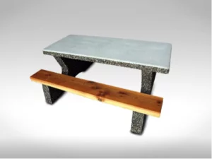Columbia concrete table with cedar and concrete slats