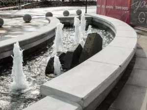 Custom precast concrete fountain coping, Guildford Mall, Surrey, BC