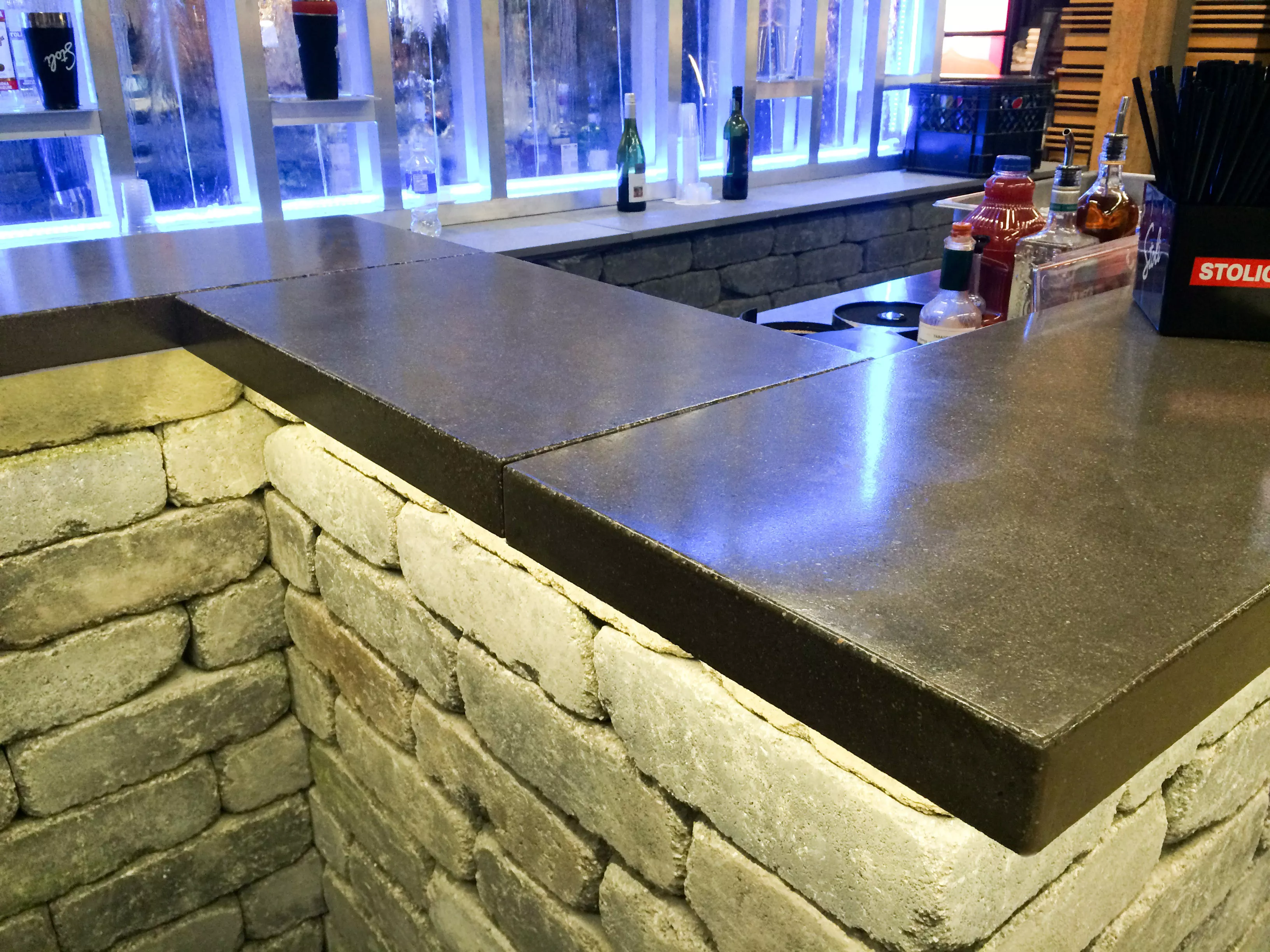 Precast concrete bar countertop for a commercial application in Vancouver