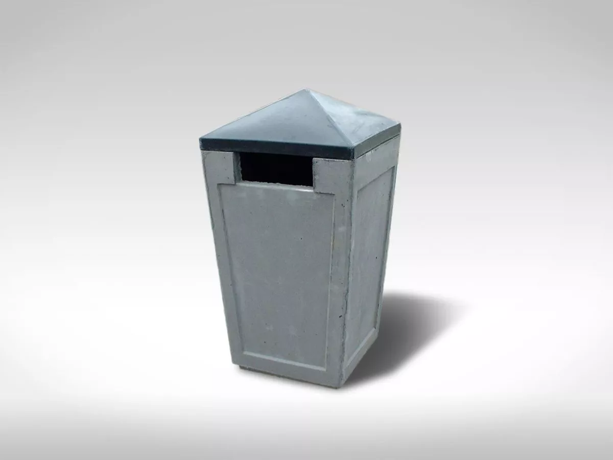 West Van light sandblast precast concrete garbage can with plastic lid