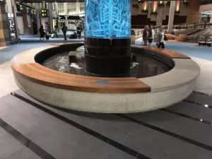 YVR domestic departure terminal precast custom concrete water fountain wall coping Vancouver, BC