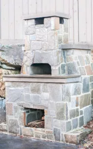 outdoor pizza oven custom precast concrete mantle and chimney top