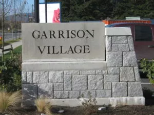 custom architectural precast concrete sign Garrison Village, Chilliwack, BC