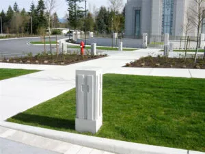 custom decorative post bollards precast concrete Latter Day Saints Langley, BC