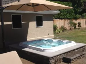 custom precast concrete hot tub surround and steps Richmond BC