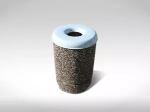 Dundarave outdoor precast concrete garbage can with open metal lid