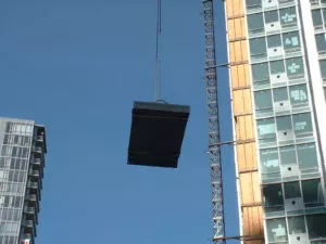 crane lifting custom precast concrete slab Vancouver BC