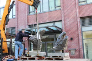 "Still Here" public art installation in progress Vancouver, BC