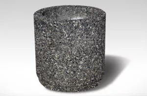 large round exposed aggregate precast concrete planters