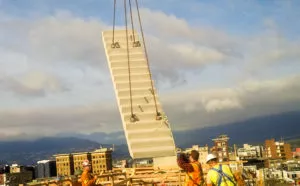 crane lift precast concrete stair case unit Vancouver BC