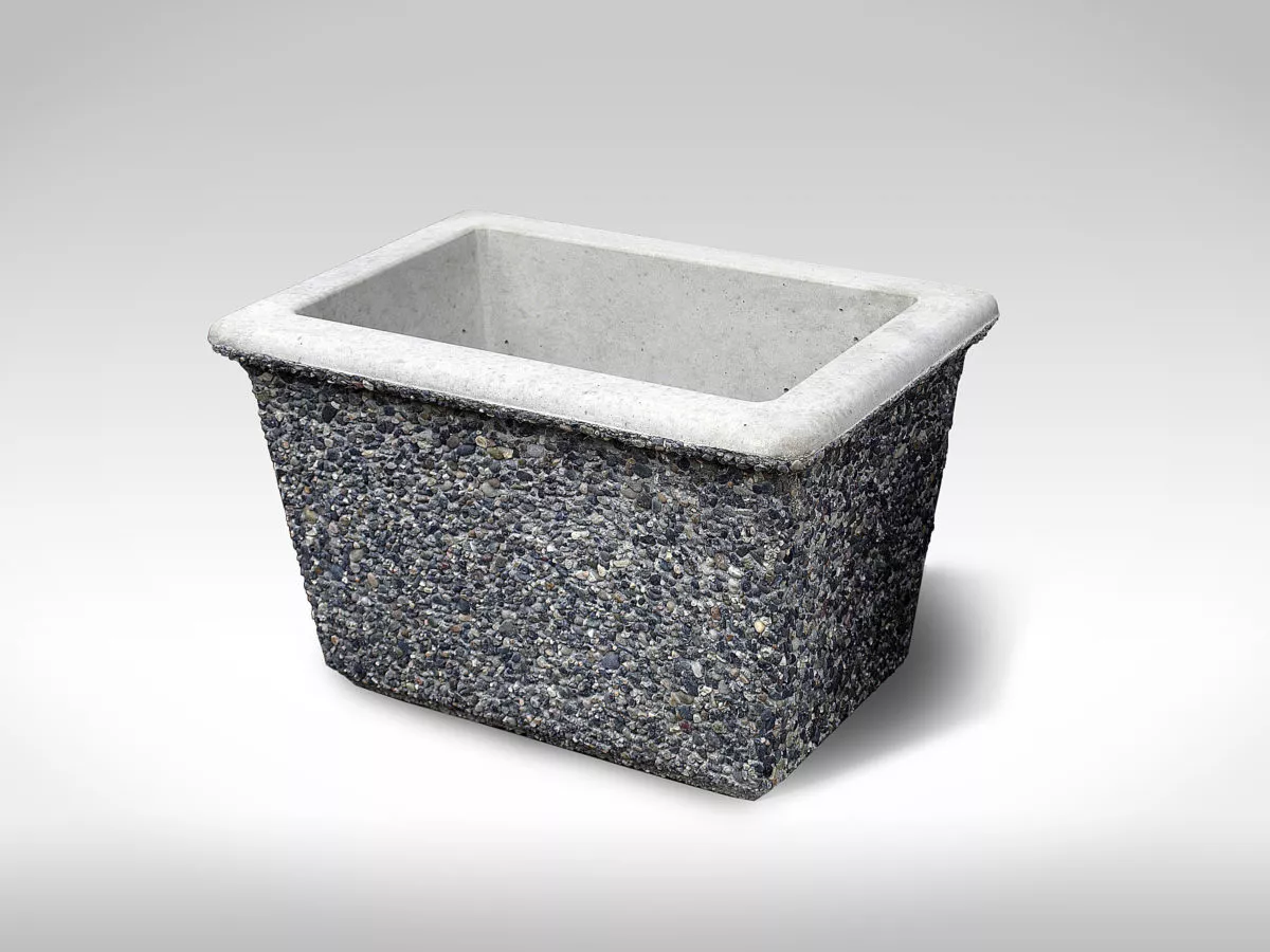 rectangular lipped RL19 exposed aggregate precast concrete planter