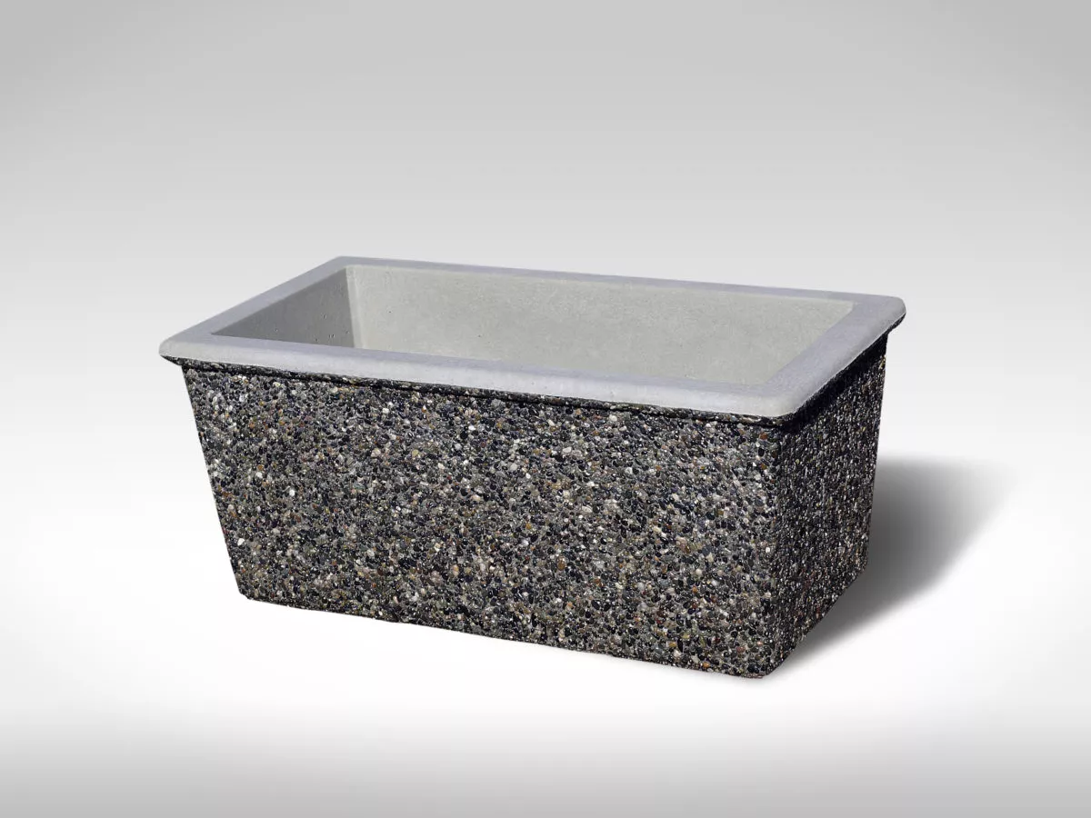 rectangular lipped RL3719 exposed aggregate precast concrete planter