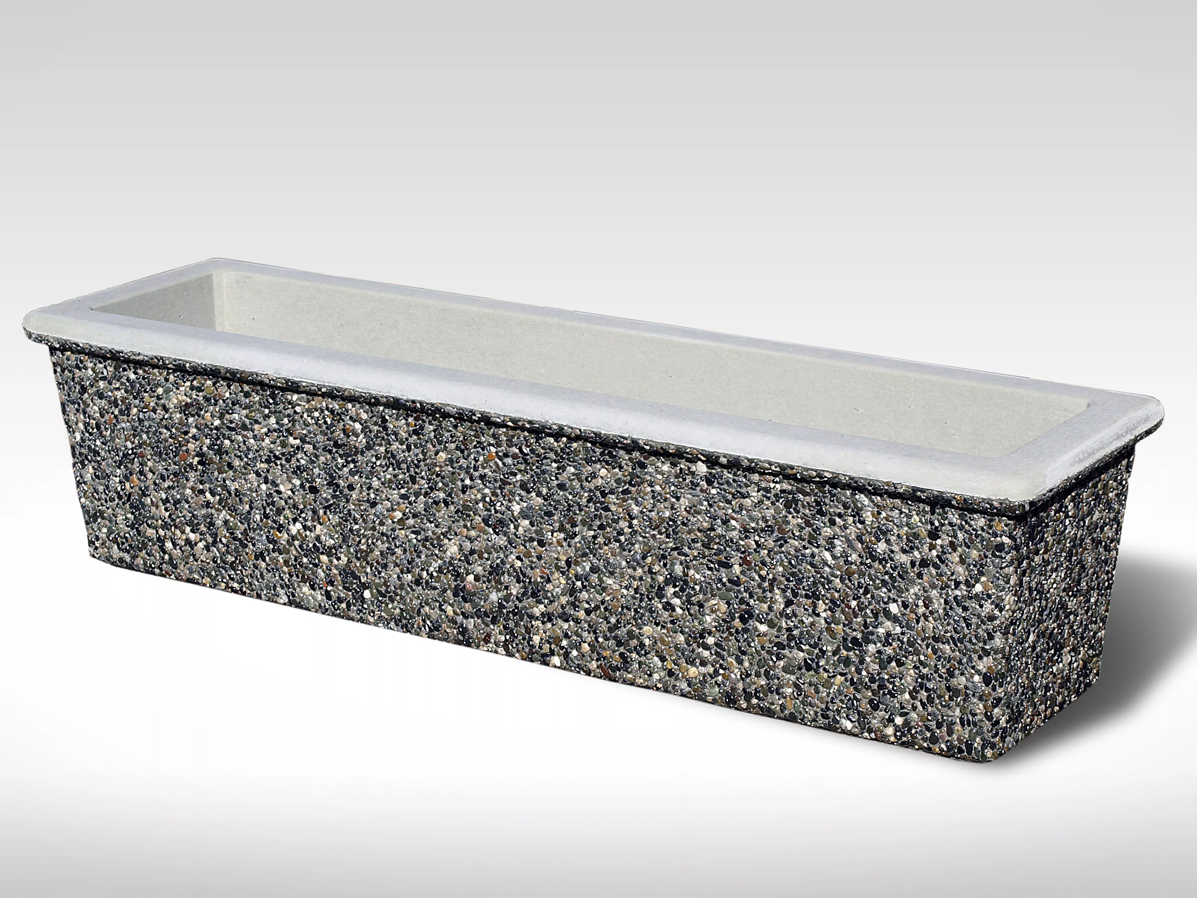 RL49 Rectangular Lipped Precast Concrete Planter in exposed aggregate finish