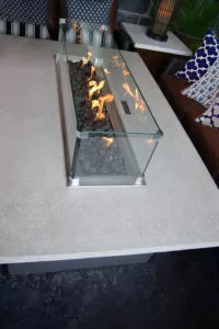 custom polished precast concrete fire table top, Surrey, BC