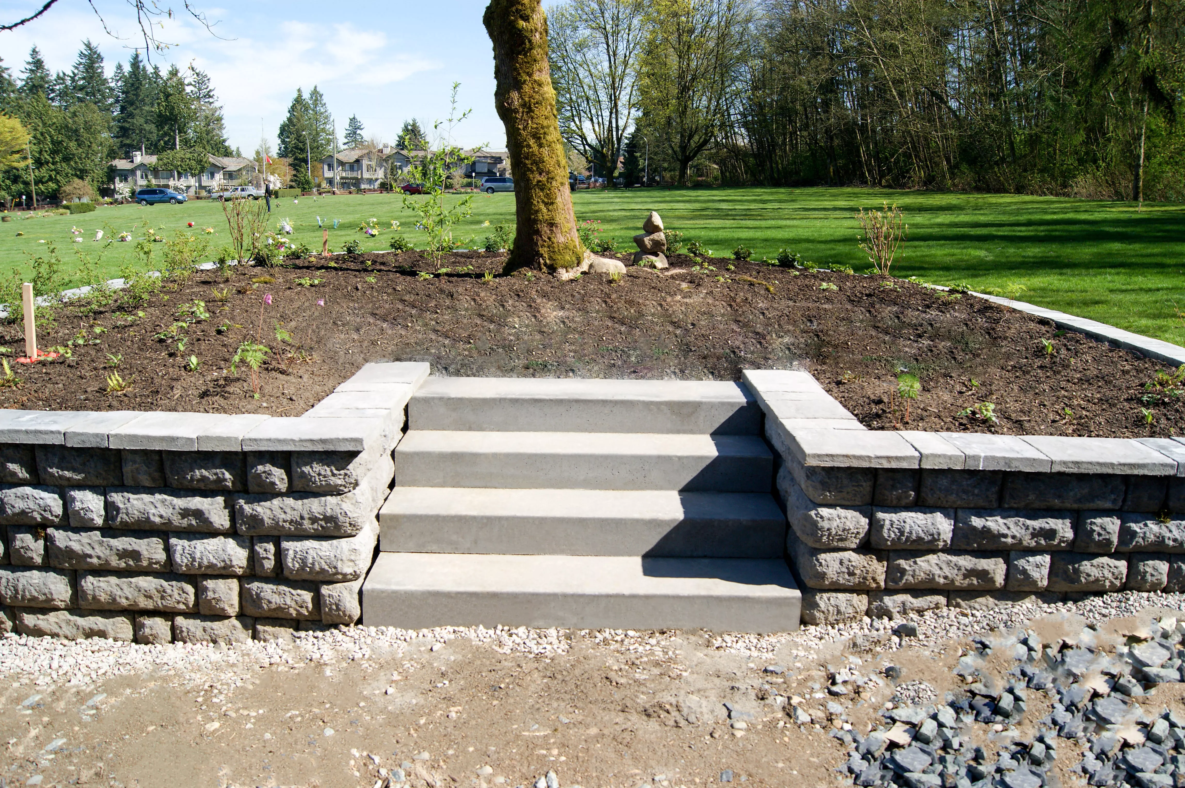 Precast concrete landscape stair treads installed in Surrey British Columbia