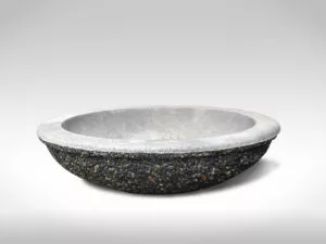 shallow bowl LSA2 exposed aggregate precast concrete planter