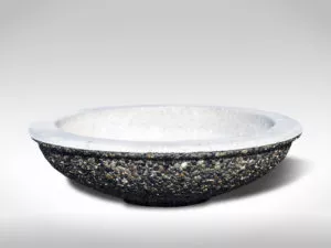 shallow bowl LSA3 exposed aggregate precast concrete planter
