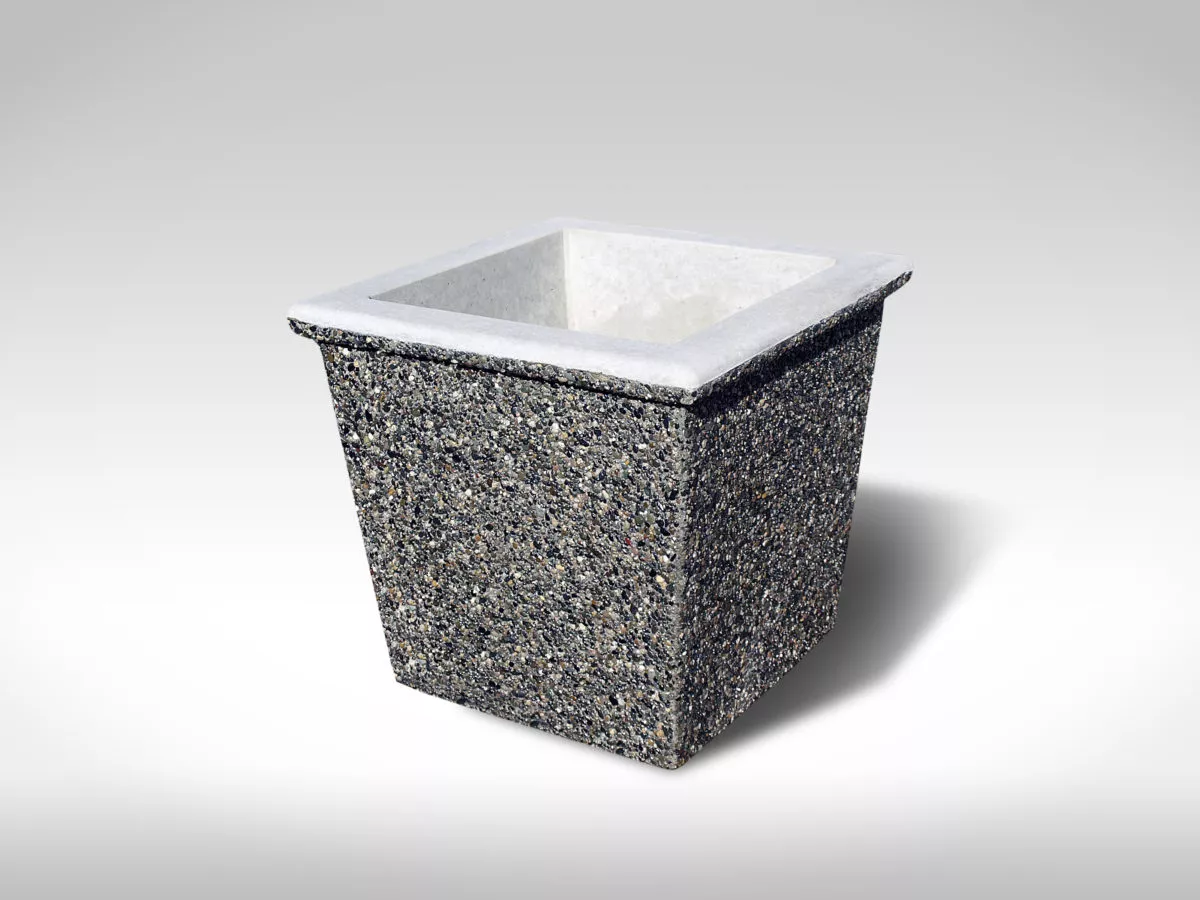 square lipped tall SL24 exposed aggregate precast concrete planter