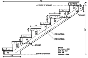 precast concrete stair stringer drawing