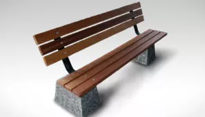 park bench cedar seats precast concrete bases Vancouver, BC