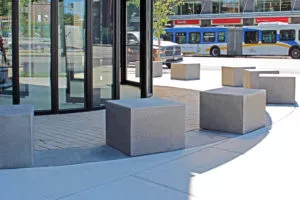 precast concrete plaza bench plain cement look