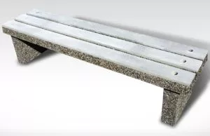 precast concrete outdoor bench plain cement look top exposed aggregate legs
