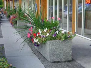 decorative precast concrete barrier planters Coquitlam Centre rental