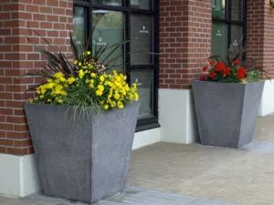 Charcoal square precast concrete custom flower pots
