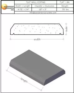 Flat 14A precast concrete wall coping