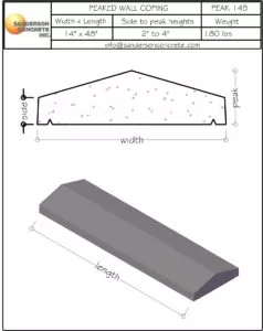 Peak 14B precast concrete wall coping
