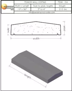 Peak 15A precast concrete wall coping