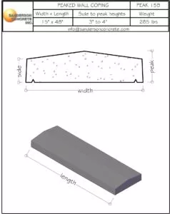 Peak 15B precast concrete wall coping