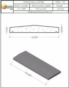 Peak 17A precast concrete wall coping