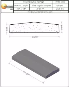 Peak 19A precast concrete wall coping
