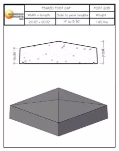 Post20B precast concrete peaked post cap
