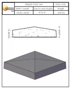 Post25B precast concrete post cap