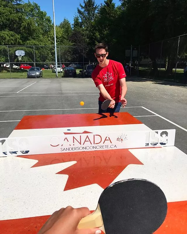 Polished precast concrete ping pong game table