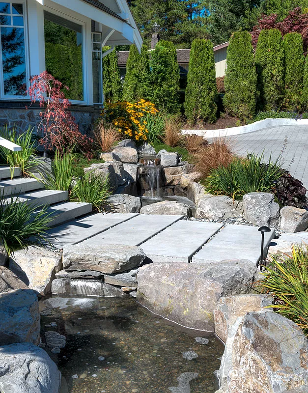 precast concrete steps water feature West Vancouver BC