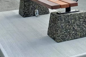 broom finish precast concrete base slab for site furnishings