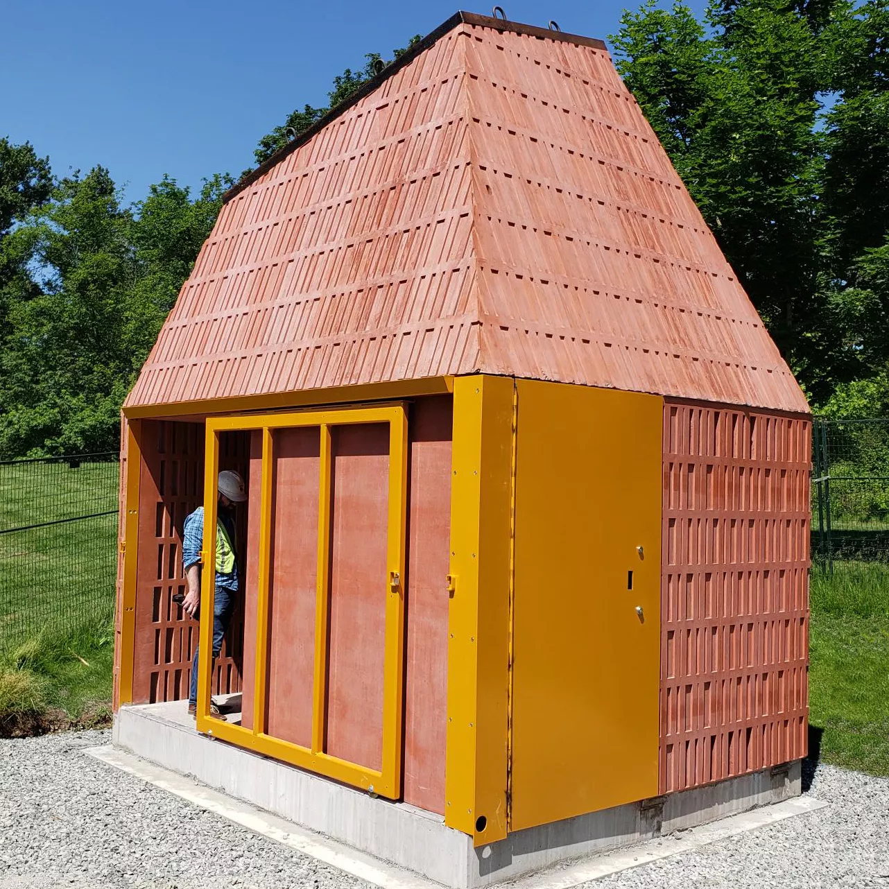 Precast concrete public washroom exterior
