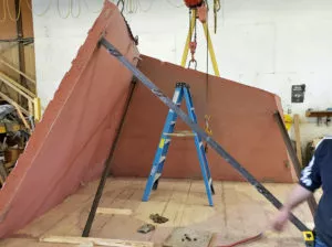 Assembling the roof panels precast concrete washroom building Surrey BC