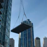 large precast concrete slab flying through the air