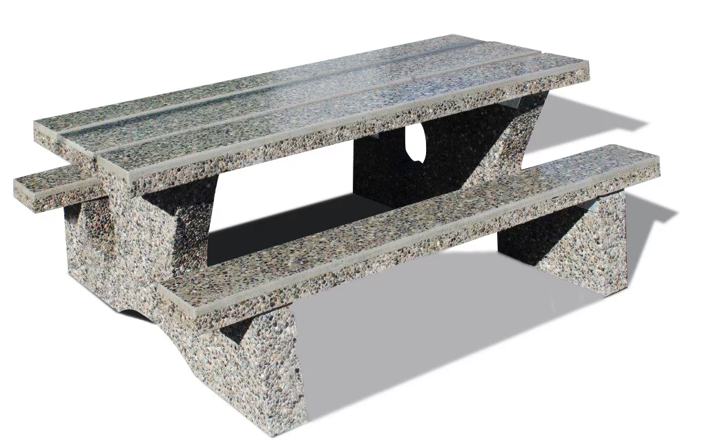 Columbia precast concrete picnic table with polished concrete slats