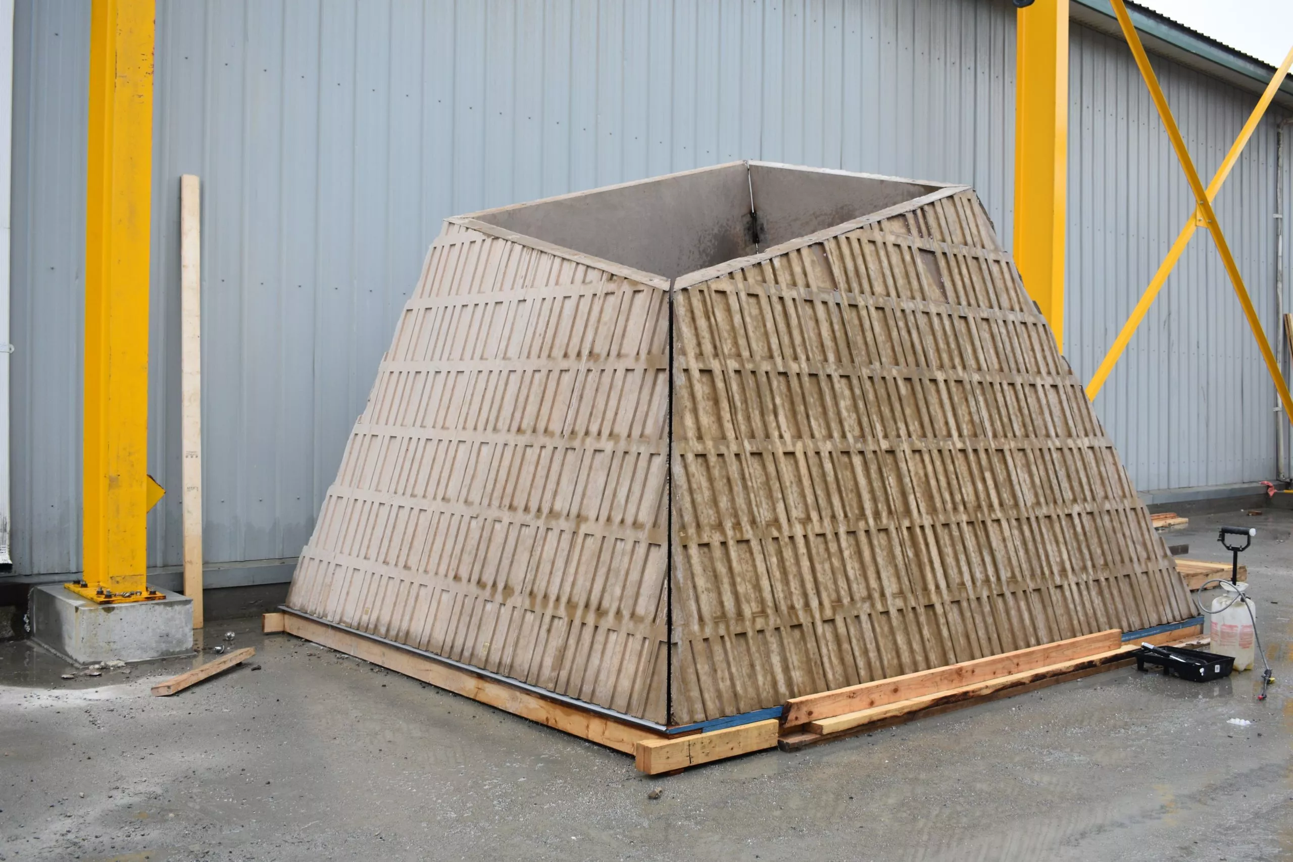 Final stages of precast washroom roof construction