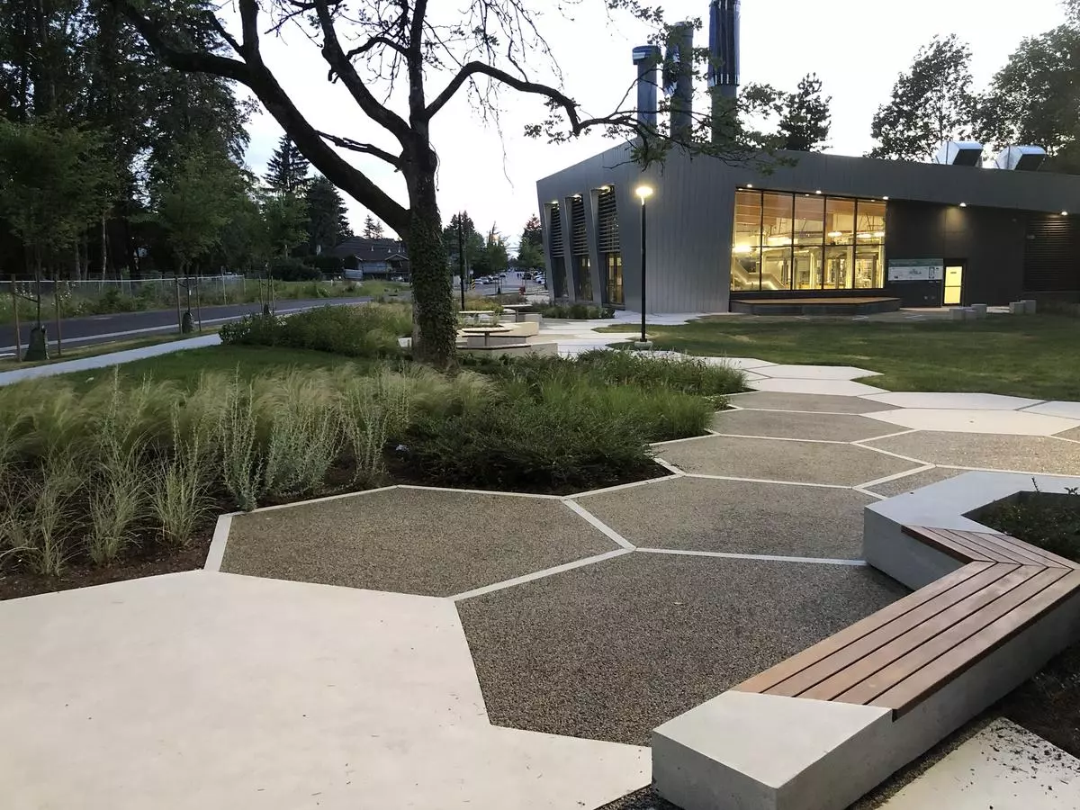 Hex decorative concrete benches for plazas and public spaces